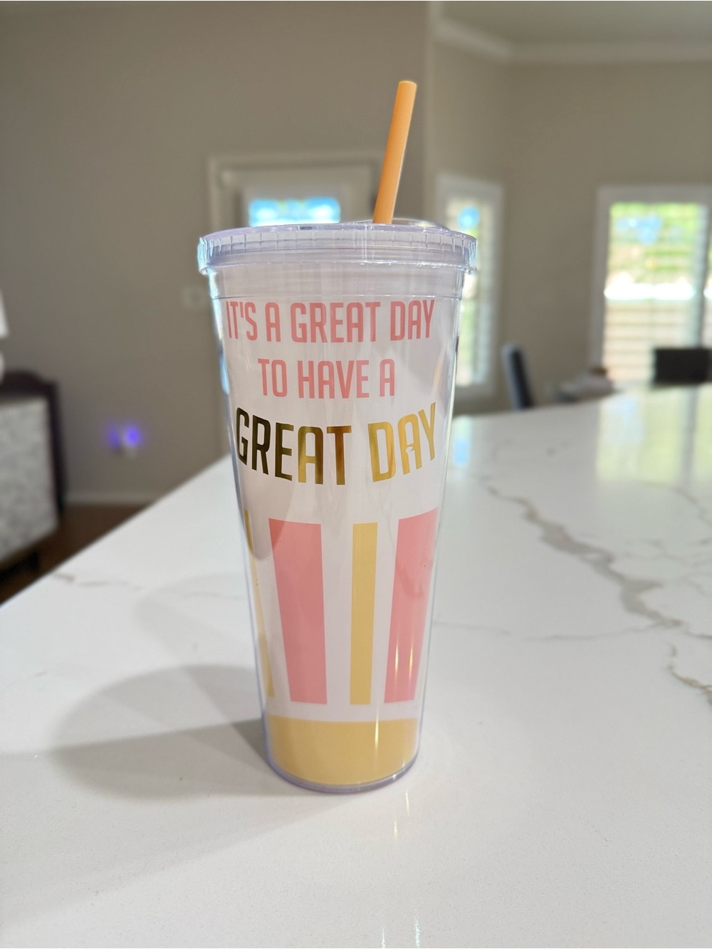 Brand new 22oz plastic cup with lid and straw.